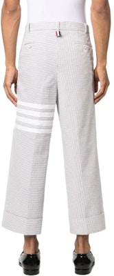 THOM BROWNE SS24 白色經典四條紋直筒長褲. MTC223F00572035 Shop THOM BROWNE SS24 白色經典四條紋直筒長褲. MTC223F00572035