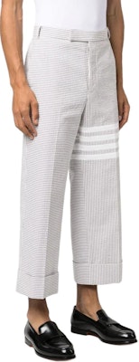 THOM BROWNE SS24 白色經典四條紋直筒長褲. MTC223F00572035 Purchase THOM BROWNE SS24 白色經典四條紋直筒長褲. MTC223F00572035