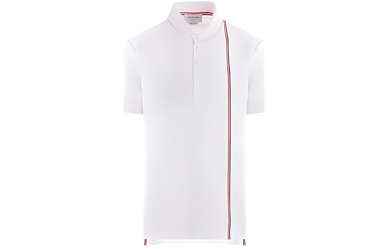 THOM BROWNE SS24  White Stripe Chest Pullover Straight-Cut Polo Shirt. MJP196A-J0138-100