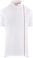 THOM BROWNE SS24 White Stripe Chest Pullover Straight-Cut Polo Shirt. MJP196A-J0138-100 THOM BROWNE SS24 White Stripe Chest Pullover Straight-Cut Polo Shirt. MJP196A-J0138-100