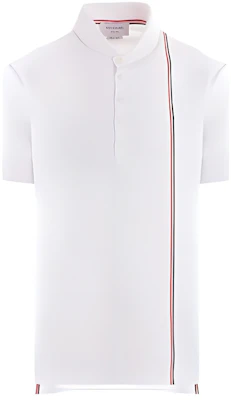 THOM BROWNE SS24 White Stripe Chest Pullover Straight-Cut Polo Shirt. MJP196A-J0138-100 Buy THOM BROWNE SS24 White Stripe Chest Pullover Straight-Cut Polo Shirt. MJP196A-J0138-100