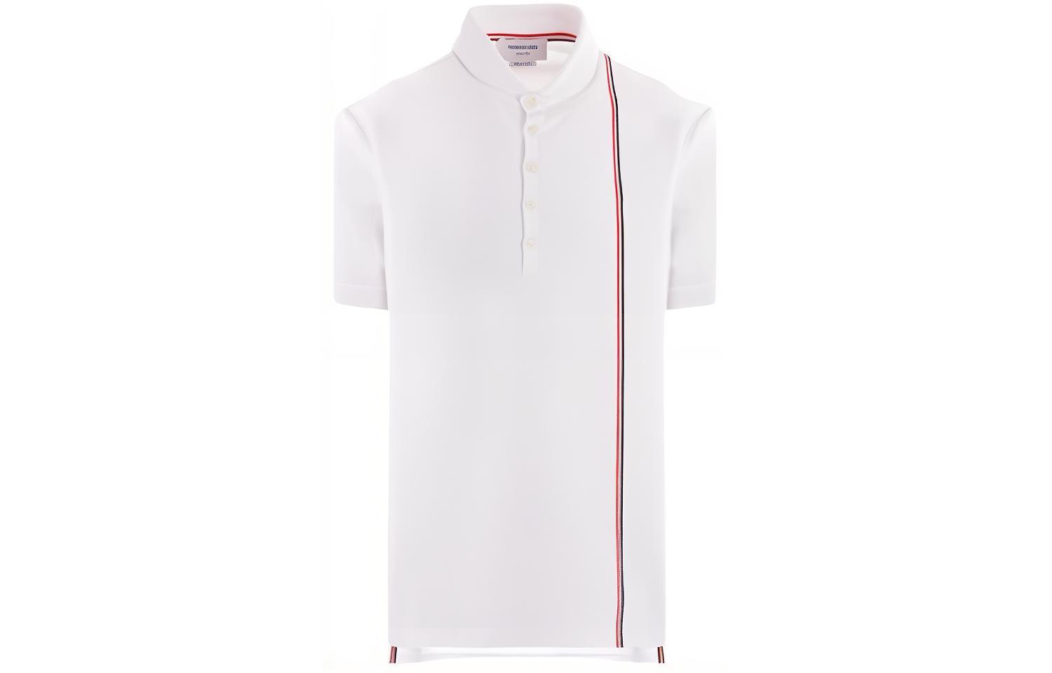 THOM BROWNE SS24  White Stripe Chest Pullover Straight-Cut Polo Shirt. MJP196A-J0138-100 圖 2