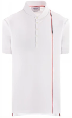 THOM BROWNE SS24 White Stripe Chest Pullover Straight-Cut Polo Shirt. MJP196A-J0138-100 Order THOM BROWNE SS24 White Stripe Chest Pullover Straight-Cut Polo Shirt. MJP196A-J0138-100