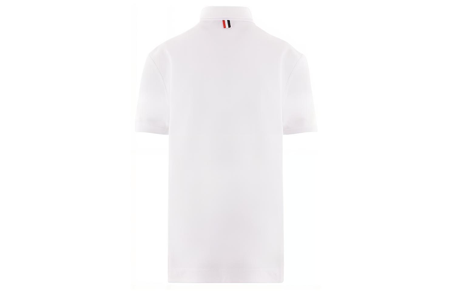 THOM BROWNE SS24  White Stripe Chest Pullover Straight-Cut Polo Shirt. MJP196A-J0138-100 圖 3