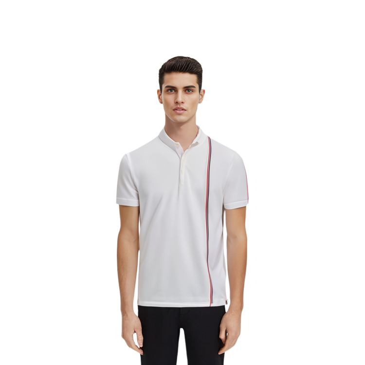 THOM BROWNE SS24  White Stripe Chest Pullover Straight-Cut Polo Shirt. MJP196A-J0138-100 圖 4