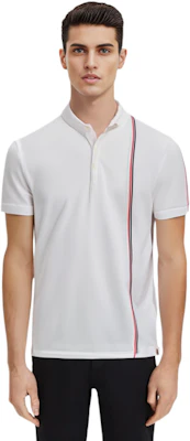 THOM BROWNE SS24 White Stripe Chest Pullover Straight-Cut Polo Shirt. MJP196A-J0138-100 Shop THOM BROWNE SS24 White Stripe Chest Pullover Straight-Cut Polo Shirt. MJP196A-J0138-100
