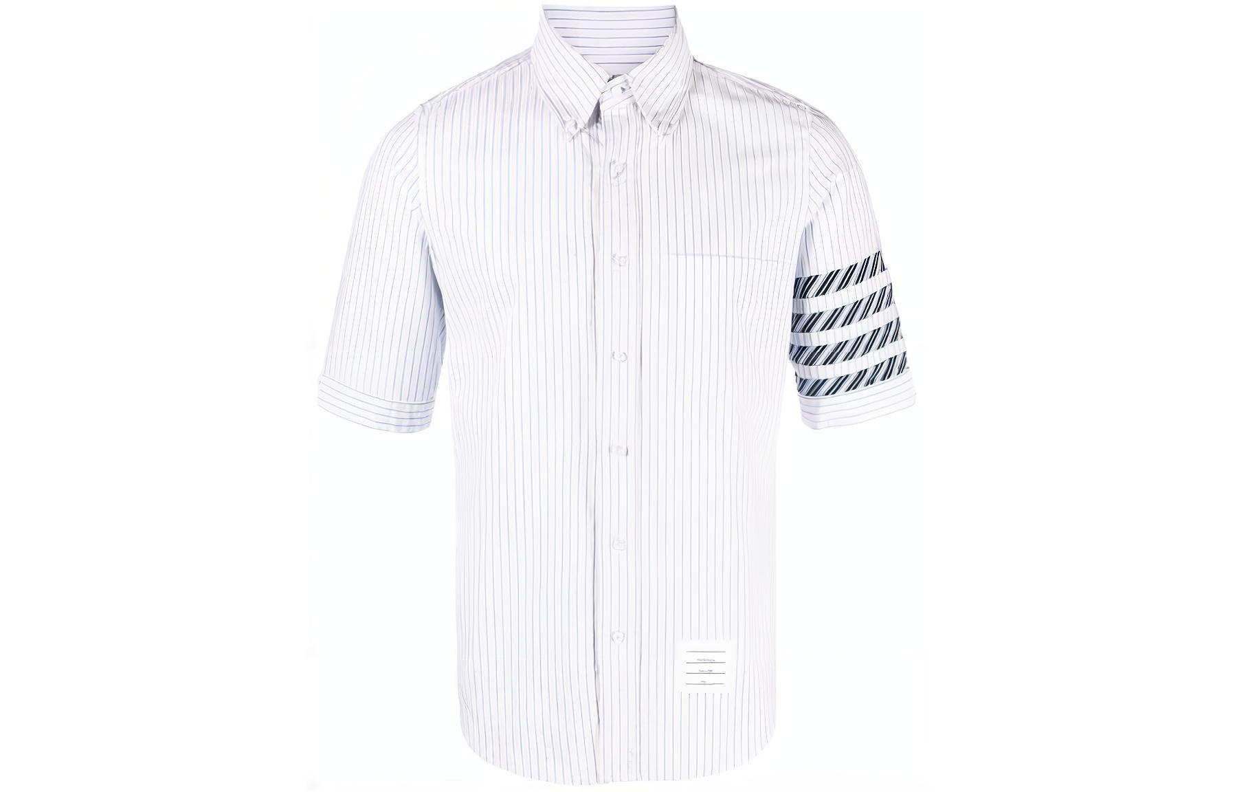THOM BROWNE SS24 Classic 4-Stripe Short-Sleeve Shirt  White MWS256C-F0510-460