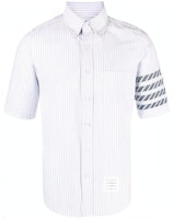 THOM BROWNE SS24 Classic 4-Stripe Short-Sleeve Shirt White MWS256C-F0510-460 THOM BROWNE SS24 Classic 4-Stripe Short-Sleeve Shirt White MWS256C-F0510-460