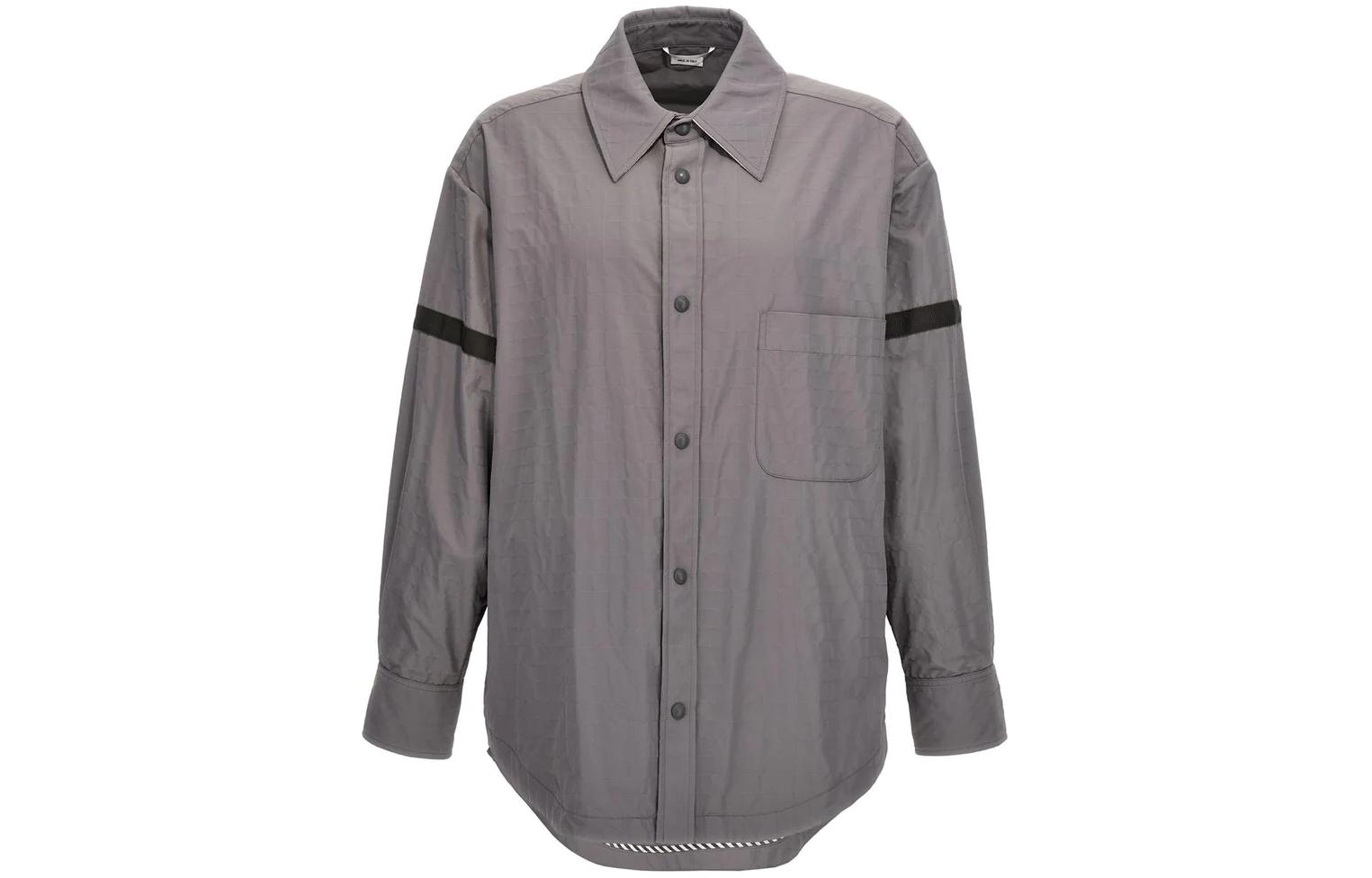 THOM BROWNE SS24 Gray Striped Button-Up Relaxed Fit Long Sleeve Shirt for Men. MJO165O-F0496-055 圖 2