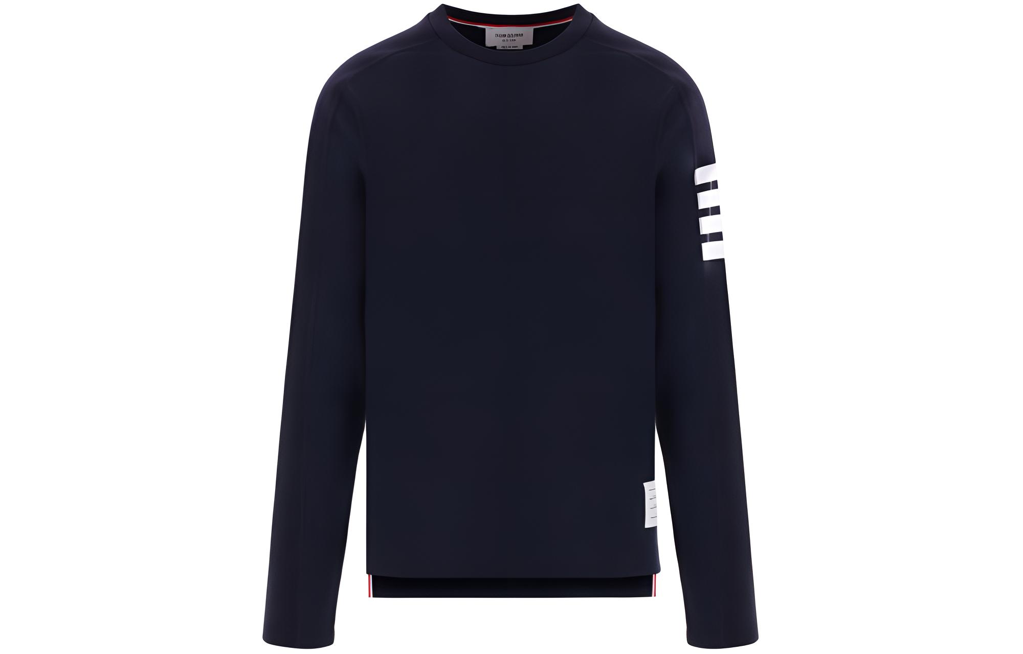 THOM BROWNE SS24 IVY BOY Classic 4-Bar Knit Crewneck Long Sleeve Tee Navy Blue Men. MJS245A-07323-415