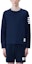 Shop 톰브라운 SS24 아이비 보이 클래식 4-바 니트 크루넥 긴팔 티셔츠 네이비 블루 남성. MJS245A-07323-415