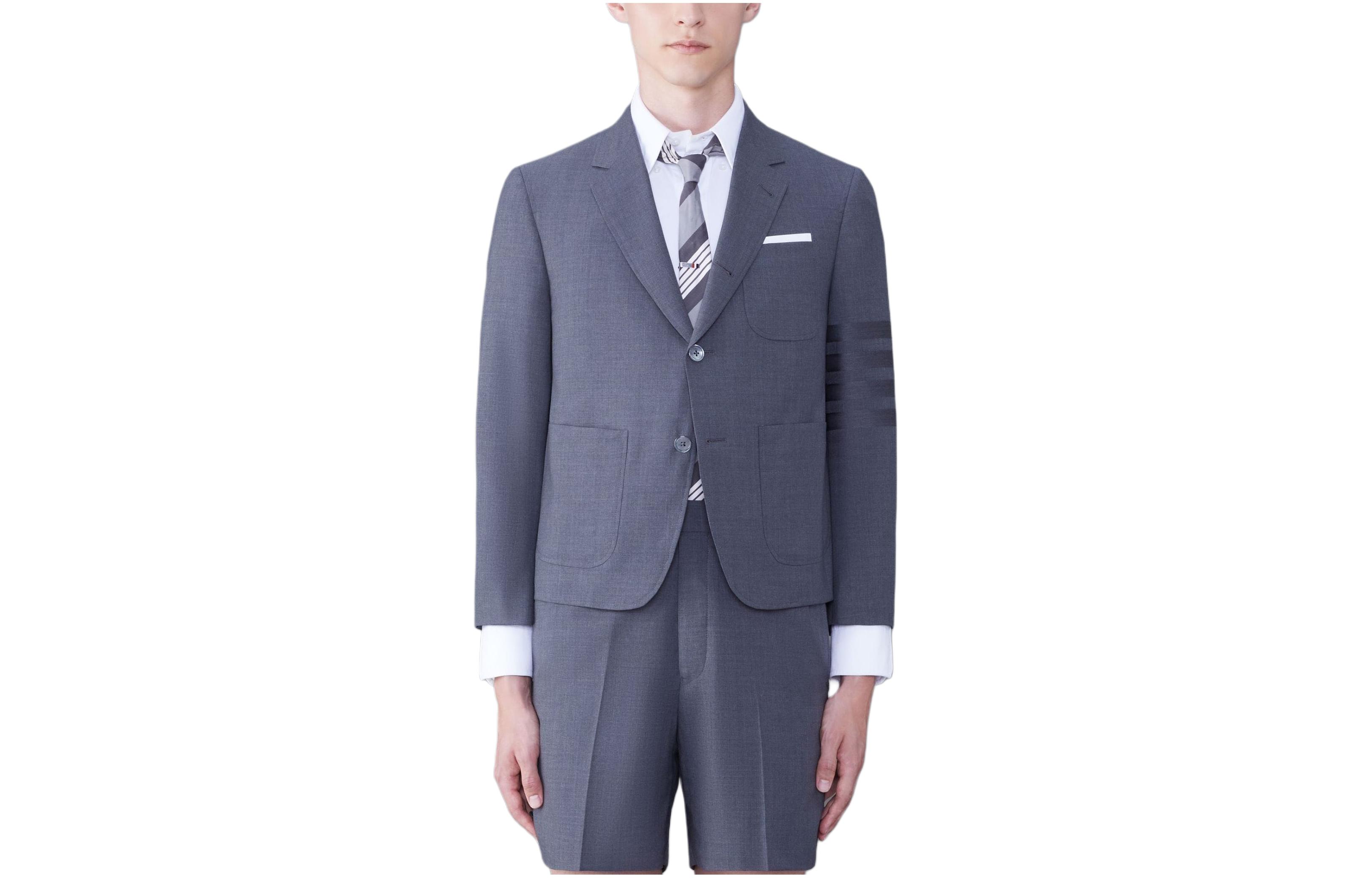Thom Browne SS24 Single-Breasted Gray Blazer Long-Sleeve Jacket MJC196A-06146-025