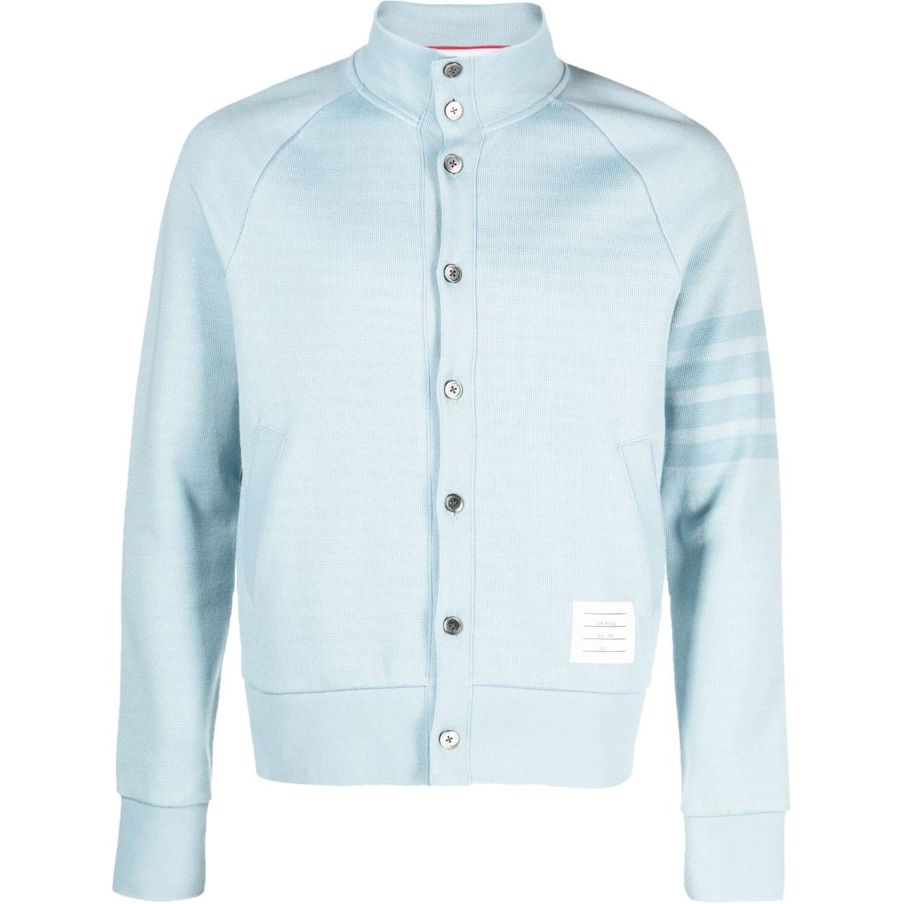 Thom Browne SS24 Slim Fit Button Patch Sweatshirt Light Blue MJT412AJ0051