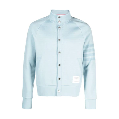 Thom Browne SS24 Slim Fit Button Patch Sweatshirt Light Blue MJT412AJ0051