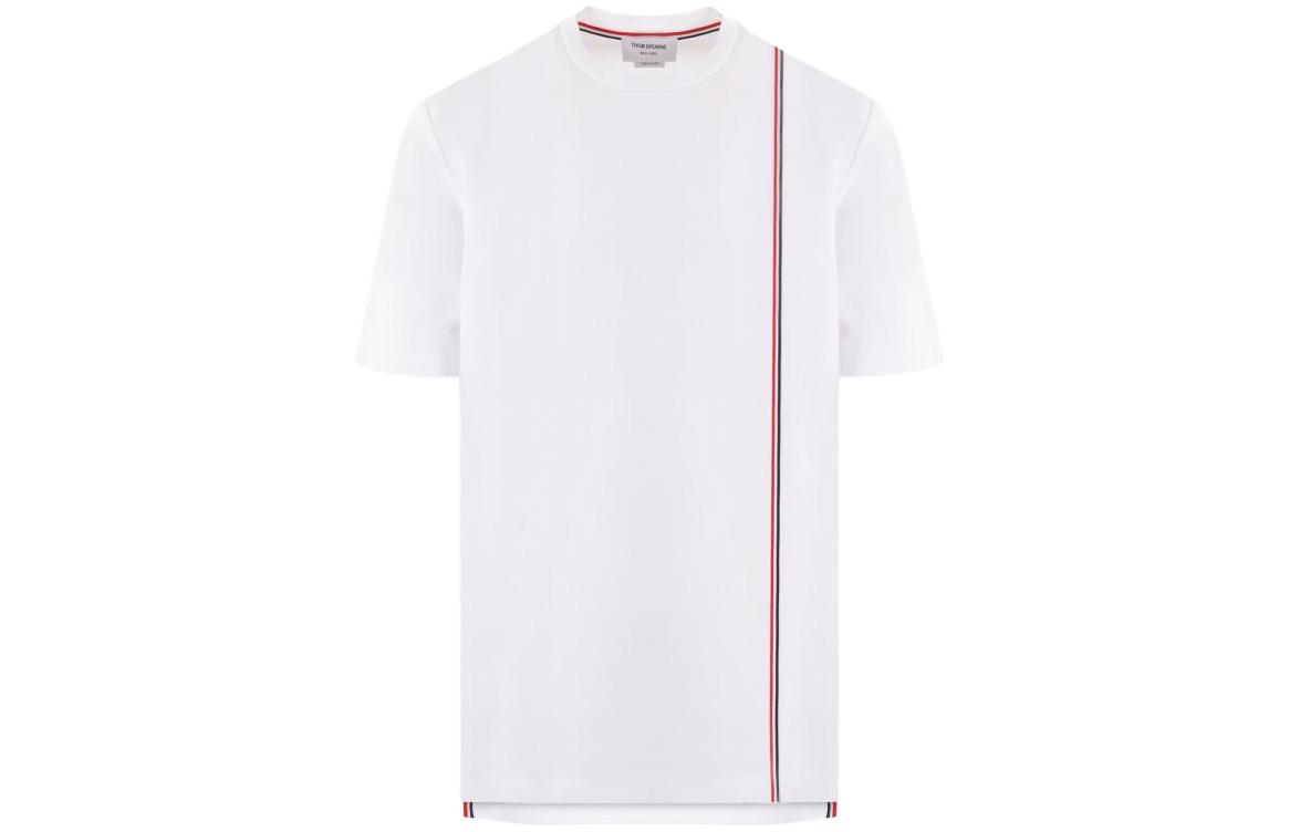 THOM BROWNE SS24 White  Casual Striped Chest Crewneck T-Shirt. MJS252A-J0138-100 圖 2