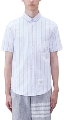 Thom Browne Kemeja Lengan Pendek Garis Biru Pria Kasual. MWS314A-F0526-460 Buy Thom Browne Kemeja Lengan Pendek Garis Biru Pria Kasual. MWS314A-F0526-460