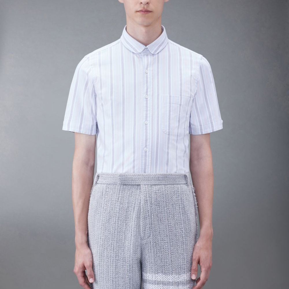 Purchase Thom Browne Kemeja Lengan Pendek Garis Biru Pria Kasual. MWS314A-F0526-460