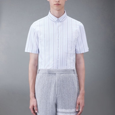 Thom Browne Kemeja Lengan Pendek Garis Biru Pria Kasual. MWS314A-F0526-460 Purchase Thom Browne Kemeja Lengan Pendek Garis Biru Pria Kasual. MWS314A-F0526-460