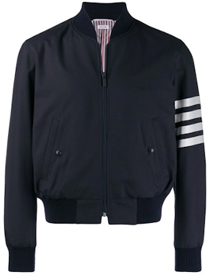Thom Browne Jaket Bomber Stripe Detail - Navy Blue Klasik. MJO030A-06146-415 Buy Thom Browne Jaket Bomber Stripe Detail - Navy Blue Klasik. MJO030A-06146-415
