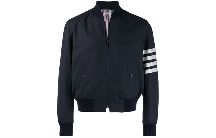 Order Thom Browne Jaket Bomber Stripe Detail - Navy Blue Klasik. MJO030A-06146-415