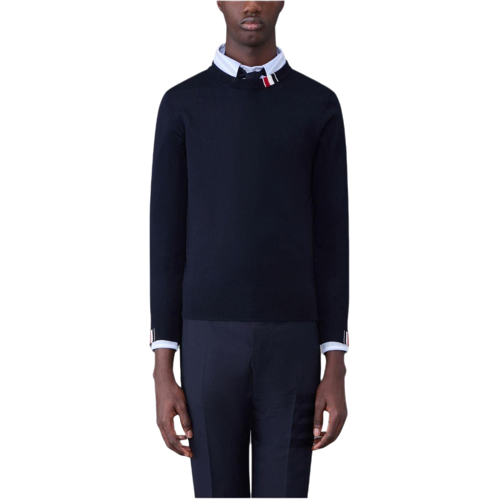 Thom Browne Stripe Loose Fit Crewneck Sweater Navy Blue (). MKA474A-Y1014-415