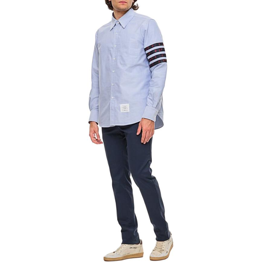 Shop 汤姆布朗男士蓝色条纹印花长袖衬衫。 MWL374C-F0704-480