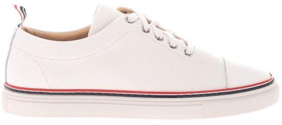 Sneaker Thom Browne Putih dengan Garis MFD067B00198100 Order Sneaker Thom Browne Putih dengan Garis MFD067B00198100