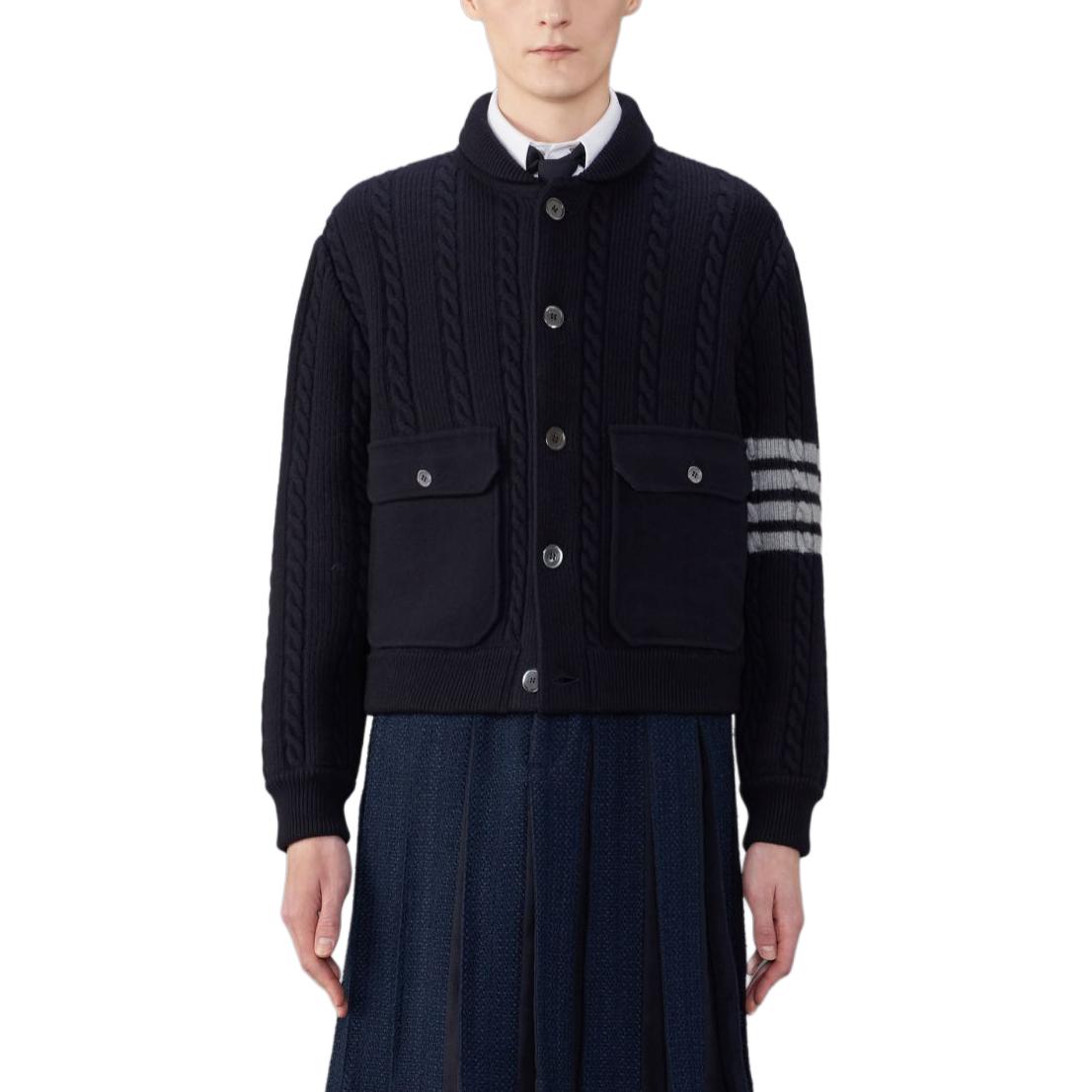 Thom Browne Striped Button Casual Long-Sleeve Jacket Navy for Men MKJ119A-Y1019-415