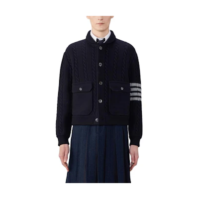 Thom Browne Striped Button Casual Long-Sleeve Jacket Navy for Men MKJ119A-Y1019-415