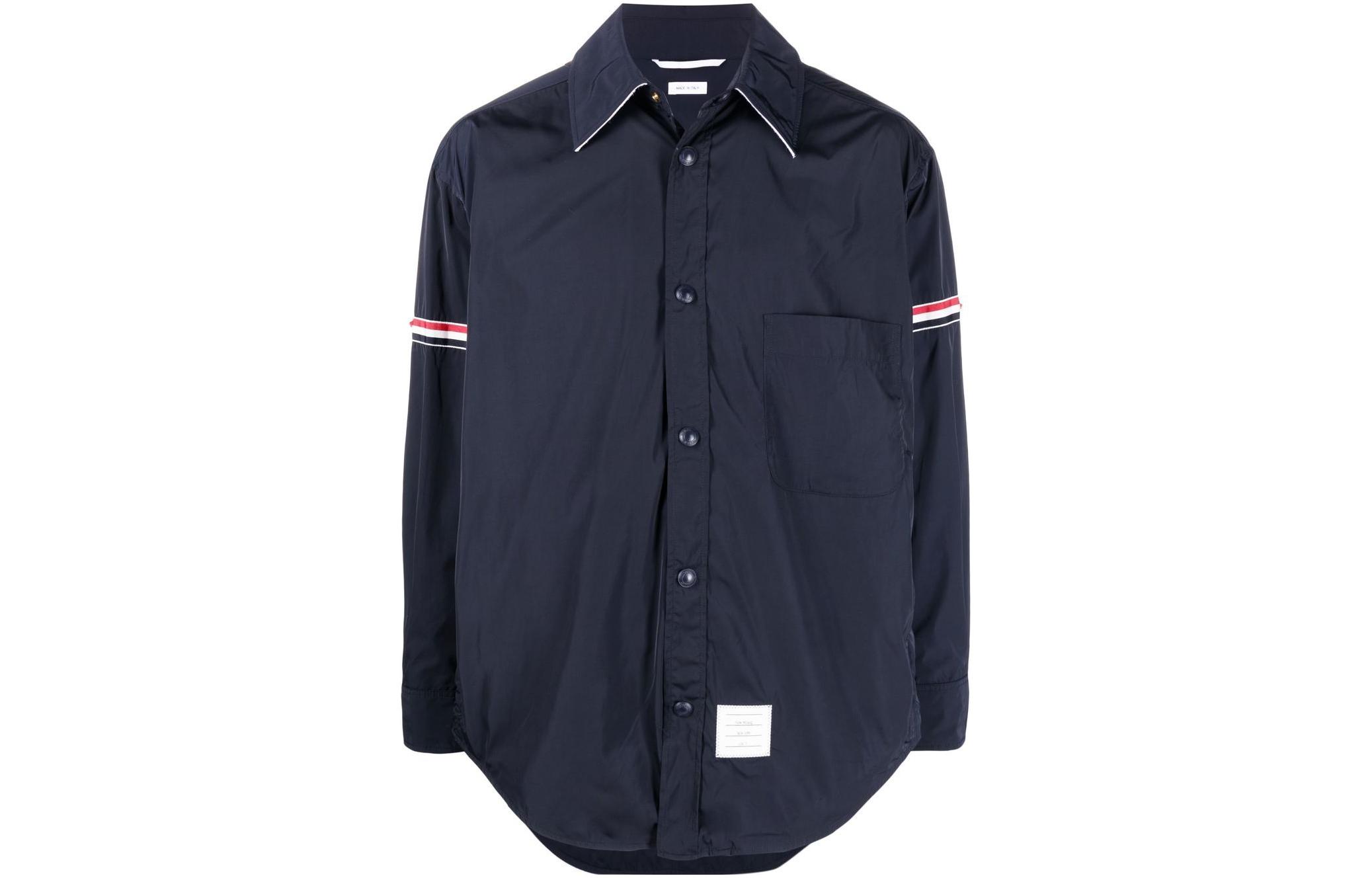 Thom Browne Striped Collar Casual Long-Sleeve Jacket Blue MJO164A07259