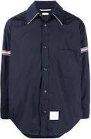 Thom Browne Striped Collar Casual Long-Sleeve Jacket Blue MJO164A07259 Thom Browne Striped Collar Casual Long-Sleeve Jacket Blue MJO164A07259