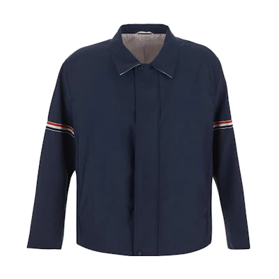Thom Browne Striped Collar Shirt Jacket Grey MJO202O-F0371-440