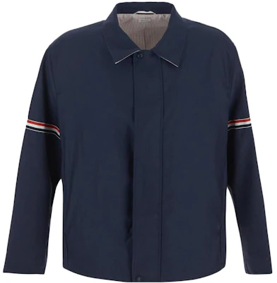 Thom Browne 条纹翻领灰色衬衫夹克 MJO202O-F0371-440 Order Thom Browne 条纹翻领灰色衬衫夹克 MJO202O-F0371-440