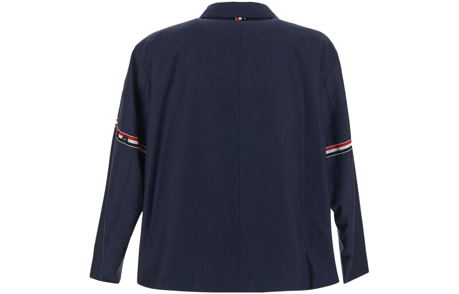 Lookbook Thom Browne 条纹翻领灰色衬衫夹克 MJO202O-F0371-440