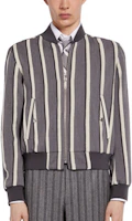 Thom Browne Striped Colorblock Bomber Jacket - Grey MJO030A-06303-035 Thom Browne Striped Colorblock Bomber Jacket - Grey MJO030A-06303-035