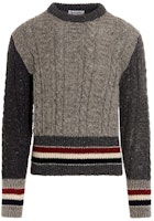 Thom Browne Striped Colorblock Mohair Wool Sweater Gray MKA369F-Y1502-982 Thom Browne Striped Colorblock Mohair Wool Sweater Gray MKA369F-Y1502-982