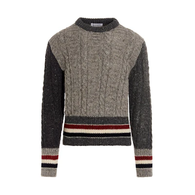 Thom Browne Striped Colorblock Mohair Wool Sweater Gray MKA369F-Y1502-982