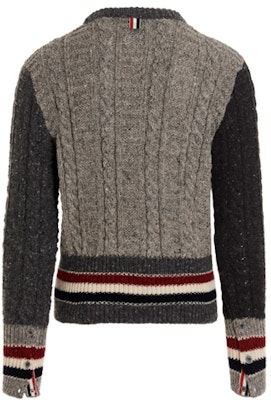 Thom Browne Striped Colorblock Mohair Wool Sweater Abu-abu MKA369F-Y1502-982 Lookbook Thom Browne Striped Colorblock Mohair Wool Sweater Abu-abu MKA369F-Y1502-982