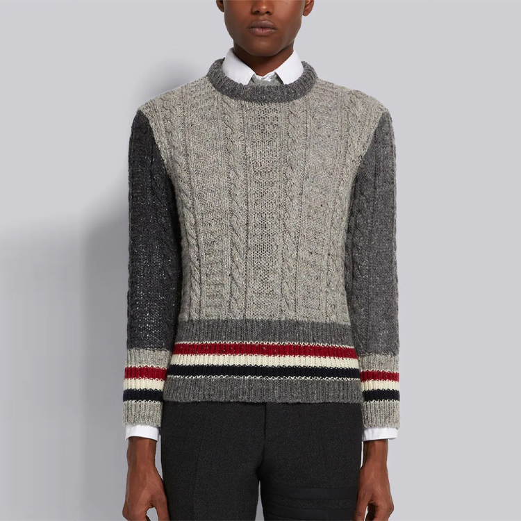 Purchase Thom Browne Striped Colorblock Mohair Wool Sweater Abu-abu MKA369F-Y1502-982