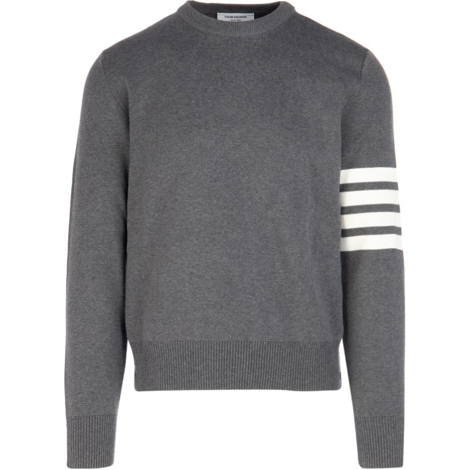 Thom Browne Striped Crewneck Pullover Sweatshirt Grey MKA202A00219-020