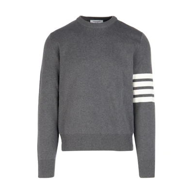Thom Browne Striped Crewneck Pullover Sweatshirt Grey MKA202A00219-020