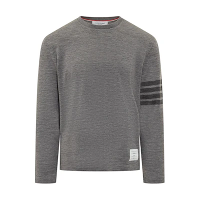 Thom Browne Striped Crewneck Slim Fit Long Sleeve T-Shirt Gray MJS261A-J0149-035