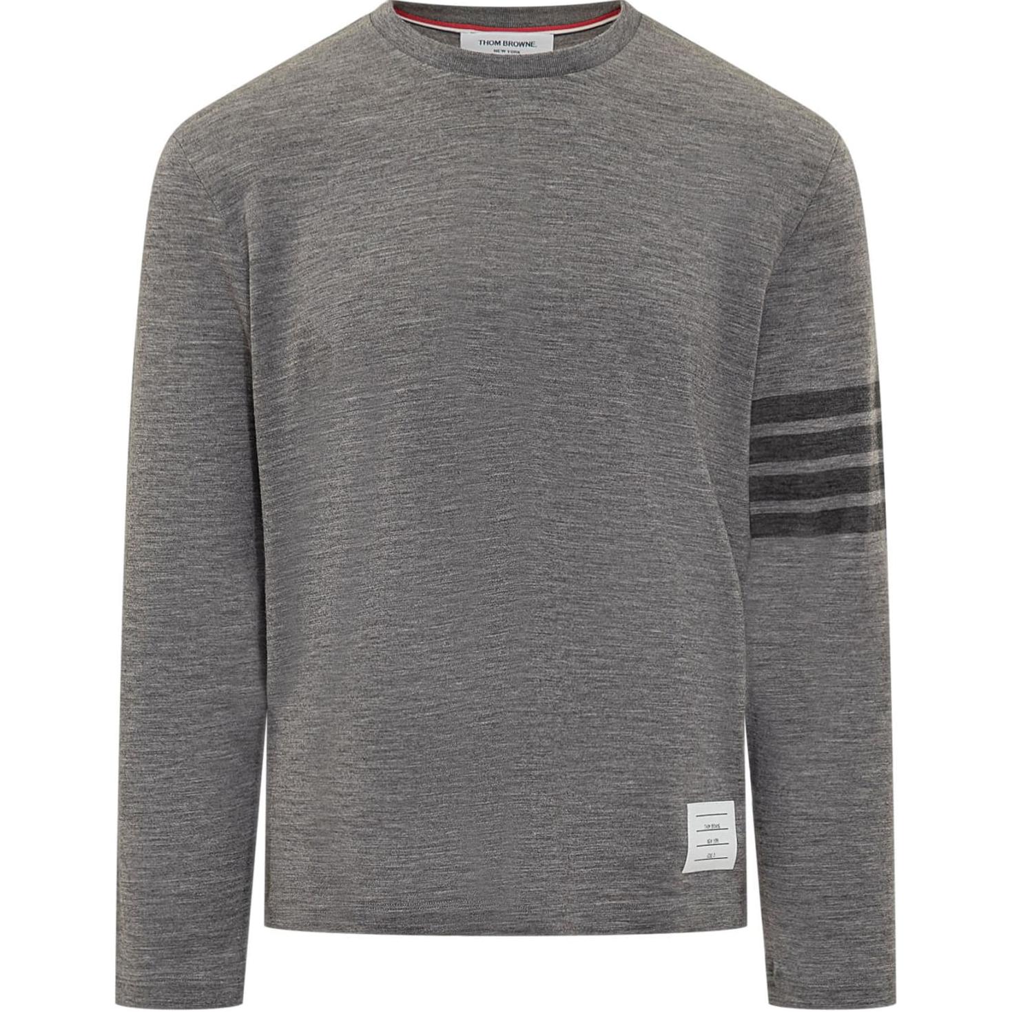 Order Thom Browne Striped Crewneck Slim Fit Long Sleeve T-Shirt Gray MJS261A-J0149-035