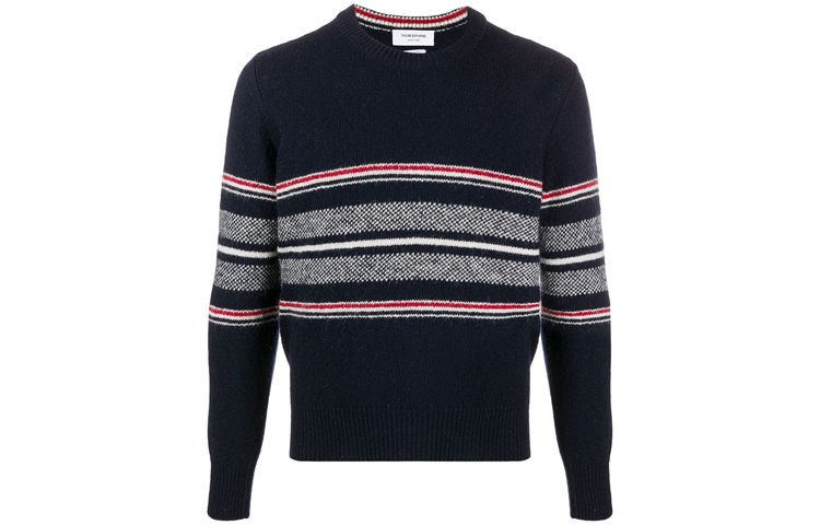Order THOM BROWNE Sweater Rajut Mohair Wol Crewneck Biru Navy Pria. MKA330A-Y1502-415