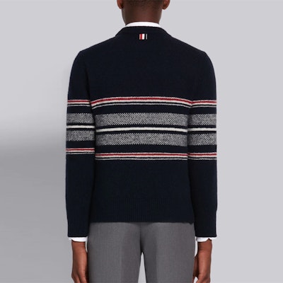 THOM BROWNE Sweater Rajut Mohair Wol Crewneck Biru Navy Pria. MKA330A-Y1502-415 Shop THOM BROWNE Sweater Rajut Mohair Wol Crewneck Biru Navy Pria. MKA330A-Y1502-415