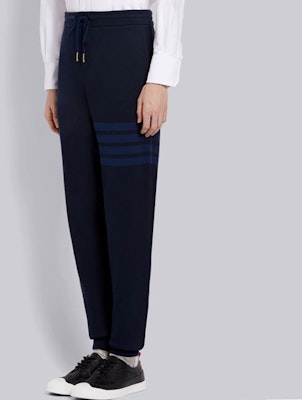 トム ブラウン ストライプ ジョガーパンツ ネイビーブルー - 秋コレクション MJQ008A-06910-415 Details for トム ブラウン ストライプ ジョガーパンツ ネイビーブルー - 秋コレクション MJQ008A-06910-415