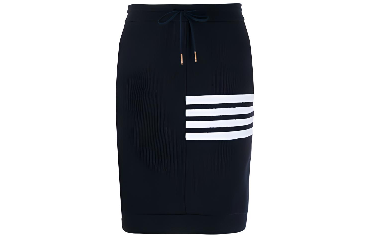 Thom Browne Striped Knit Drawstring Skirt Black Back to School Edition FJK023A-06452-415
