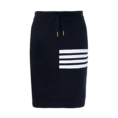 Thom Browne Striped Knit Drawstring Skirt Black Back to School Edition FJK023A-06452-415