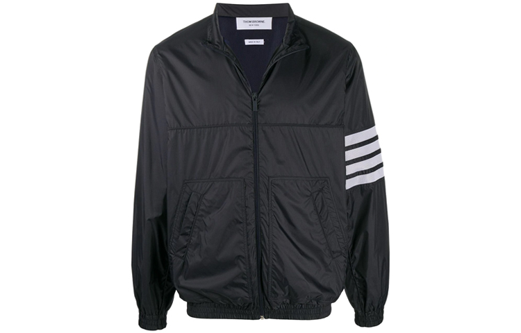 Thom Browne Striped Nylon Zip Jacket Navy Blue MJT266A-06859-415