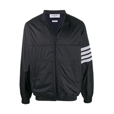 Thom Browne Striped Nylon Zip Jacket Navy Blue MJT266A-06859-415
